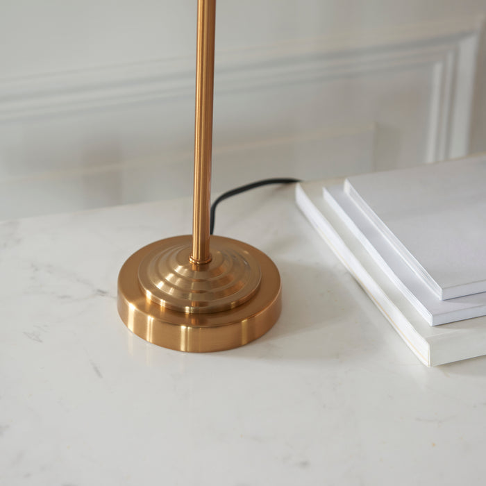 Endon 110728 Highclere Table Vintage brass & natural linen 7W LED E14 (Required) - westbasedirect.com