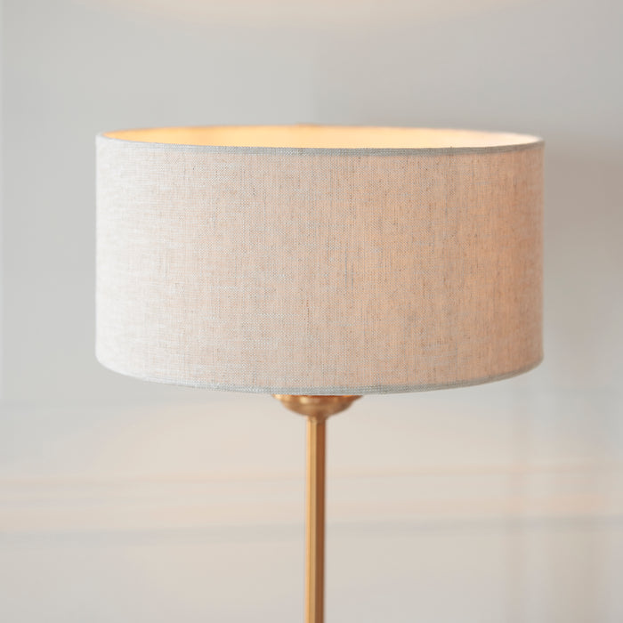 Endon 110728 Highclere Table Vintage brass & natural linen 7W LED E14 (Required) - westbasedirect.com