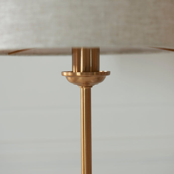 Endon 110728 Highclere Table Vintage brass & natural linen 7W LED E14 (Required) - westbasedirect.com