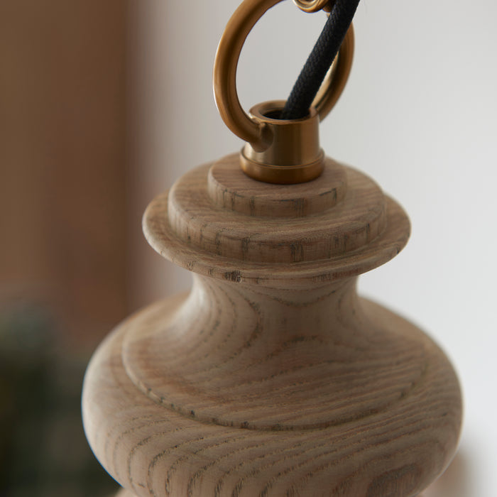 Endon 110825 Cotswold Pendant Natural ash, brushed aged brass plate & clear glass  10W LED E27 (Required) - westbasedirect.com