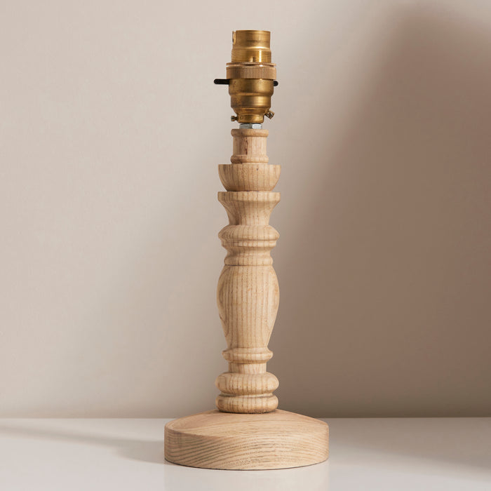 Endon 110937 Bibury Table Base Natural ash & brushed aged brass plate 7W LED B22 (Required) - westbasedirect.com