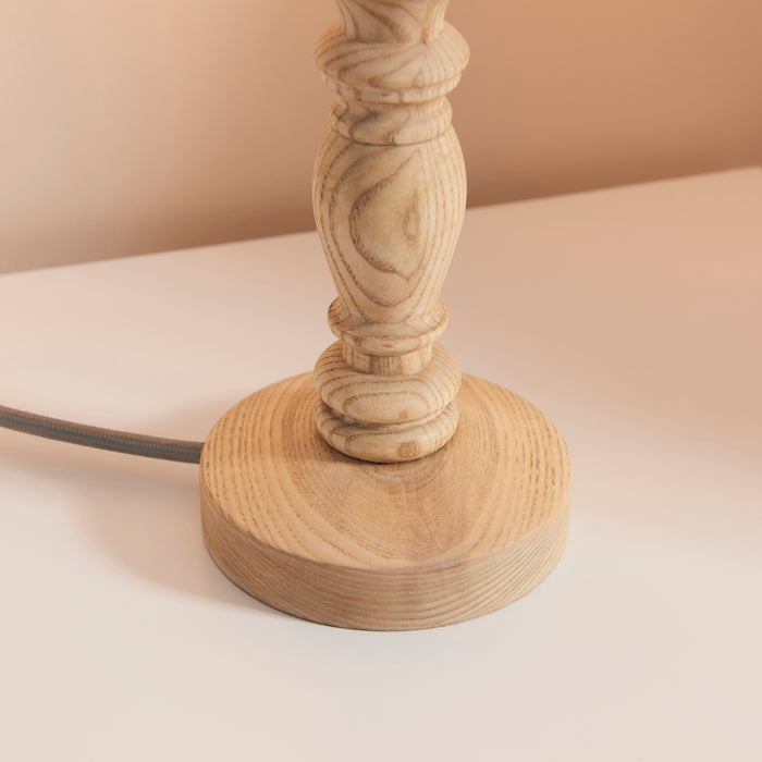 Endon 110937 Bibury Table Base Natural ash & brushed aged brass plate 7W LED B22 (Required) - westbasedirect.com