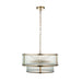 Endon 110944 Ridgeton 5lt Pendant Antique brass plate & clear ribbed glass 5 x 6W LED E14 (Required) - westbasedirect.com