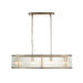 Endon 110945 Ridgeton 4lt Linear Pendant Antique brass plate & clear ribbed glass 4 x 6W LED E14 (Required) - westbasedirect.com