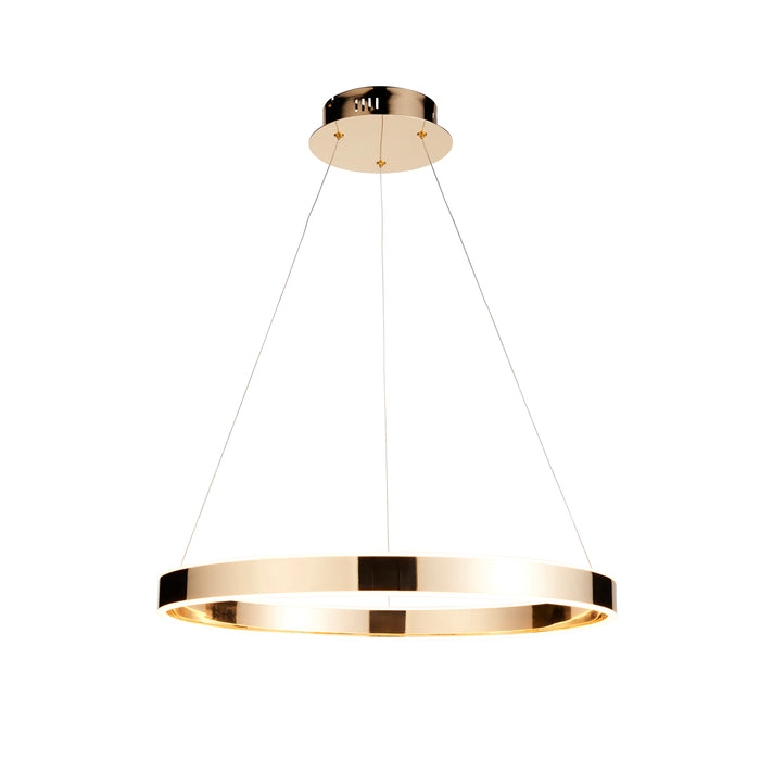 Endon 110957 Gen Ring pendant French gold finish & frosted acrylic 42W LED tape module (SMD 2835) Warm White - westbasedirect.com