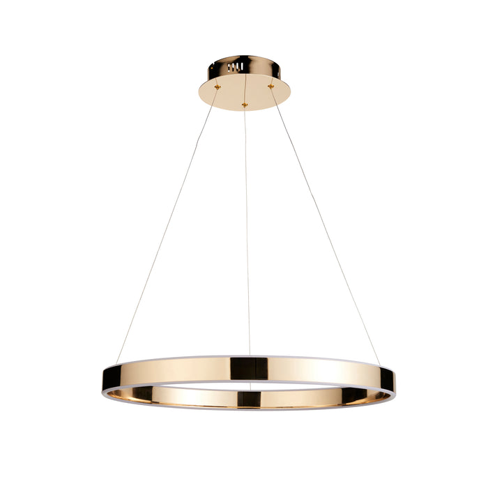 Endon 110957 Gen Ring pendant French gold finish & frosted acrylic 42W LED tape module (SMD 2835) Warm White - westbasedirect.com
