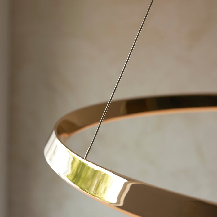 Endon 110958 Staten Pendant French gold finish & white silicone 43.5W LED tape module (SMD 2835) Warm White - westbasedirect.com