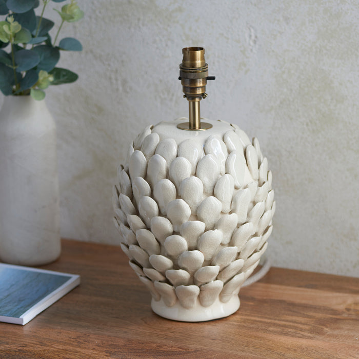 Endon 111249 Layered Leaf Table Base Ivory crackle glaze & brushed aged brass plate 10W LED B22 (Required) - westbasedirect.com