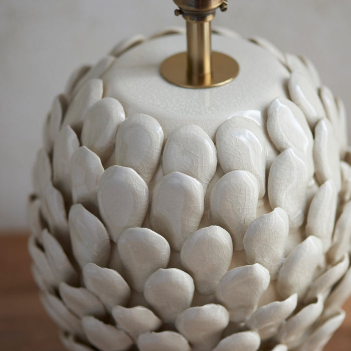 Endon 111249 Layered Leaf Table Base Ivory crackle glaze & brushed aged brass plate 10W LED B22 (Required) - westbasedirect.com