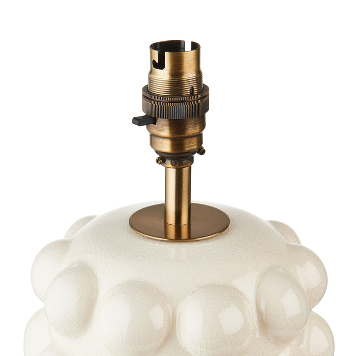 Endon 111252 Bobble Table Base White crackle glaze & brushed aged brass plate 10W LED B22 (Required) - westbasedirect.com