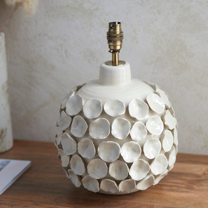 Endon 111253 Borello Table Base Ivory crackle glaze & brushed aged brass plate 10W LED B22 (Required) - westbasedirect.com