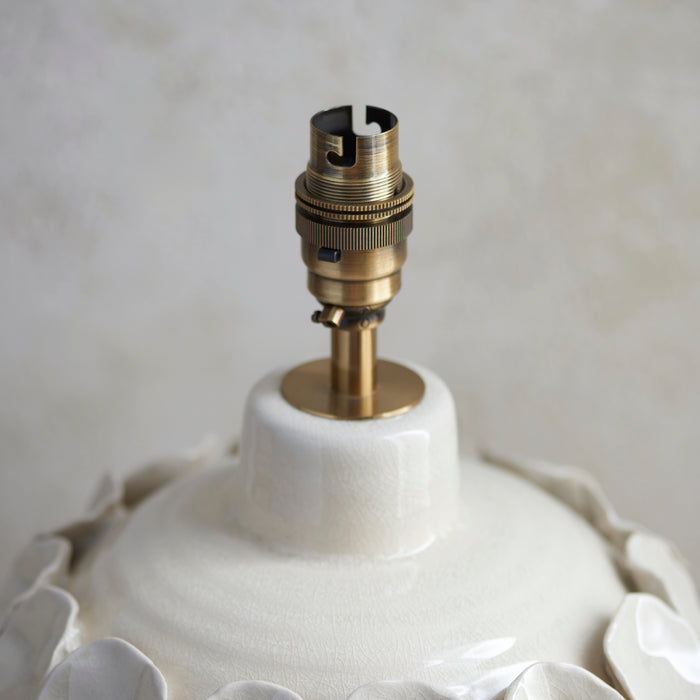Endon 111253 Borello Table Base Ivory crackle glaze & brushed aged brass plate 10W LED B22 (Required) - westbasedirect.com