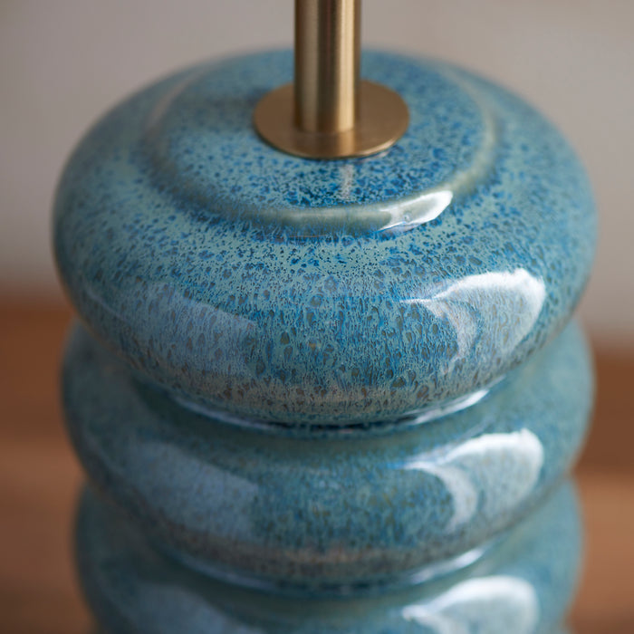 Endon 111255 Squash Table Base Ocean spray glaze & brushed aged brass plate 10W LED B22 (Required) - westbasedirect.com