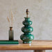 Endon 111256 Monroe Table Base Gloss green reactive glaze & brushed aged brass plate 10W LED B22 (Required) - westbasedirect.com