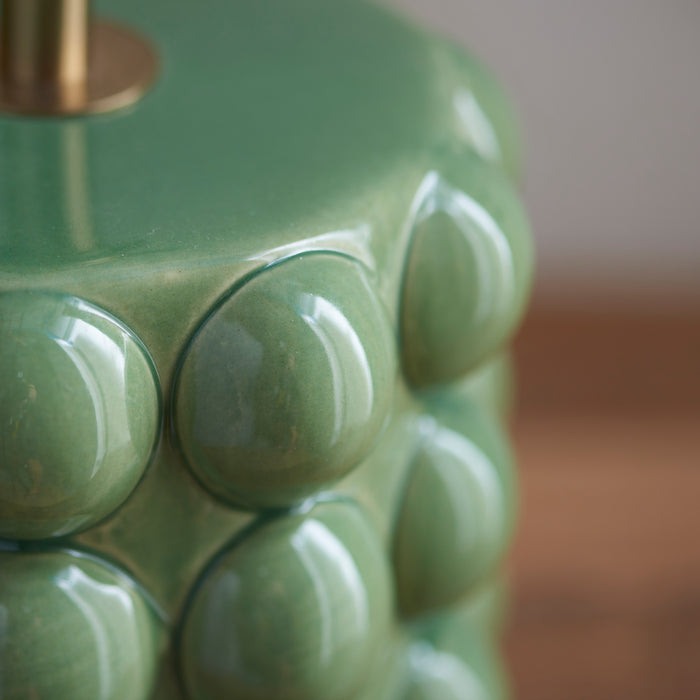 Endon 111257 Bobble Table Base Olive green glaze & brushed aged brass plate 10W LED B22 (Required) - westbasedirect.com
