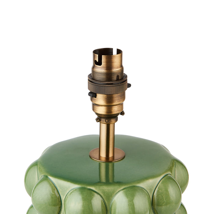 Endon 111257 Bobble Table Base Olive green glaze & brushed aged brass plate 10W LED B22 (Required) - westbasedirect.com