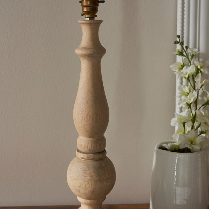 Endon 111365 Hidcote Table Base Natural wood & brushed aged brass plate 10W LED B22 (Required) - westbasedirect.com