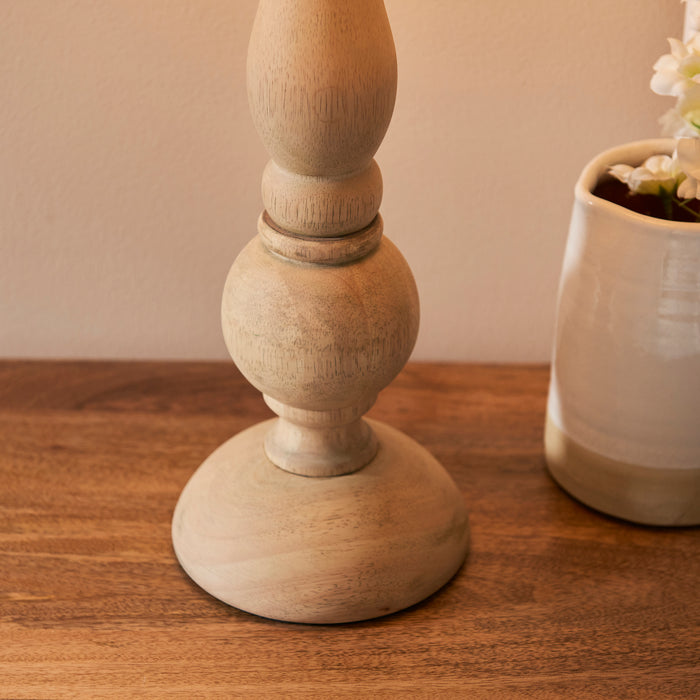 Endon 111365 Hidcote Table Base Natural wood & brushed aged brass plate 10W LED B22 (Required) - westbasedirect.com