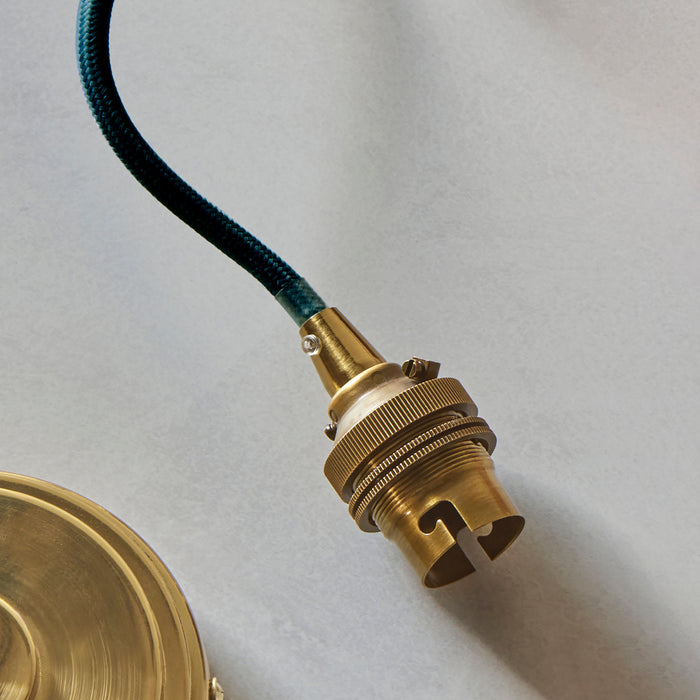 Endon 111511 Eltham Cable Set Brushed aged brass plate & blue flex 10W LED B22 (Required) - westbasedirect.com