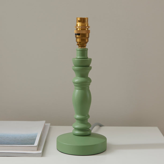 Endon 111522 Bibury Table Base Satin Cotswold green paint & brushed aged brass plate 7W LED B22 (Required) - westbasedirect.com