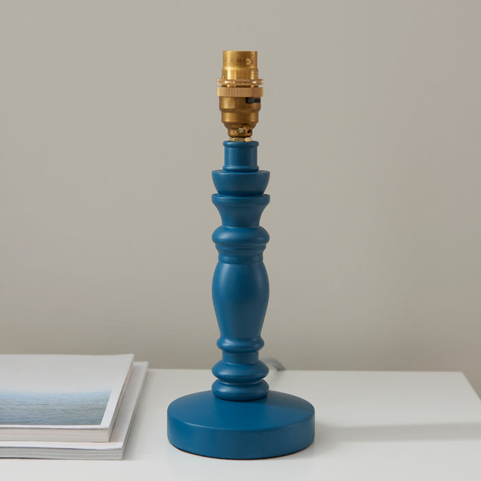 Endon 111523 Bibury Table Base Satin marlin blue paint & brushed aged brass plate 7W LED B22 (Required) - westbasedirect.com