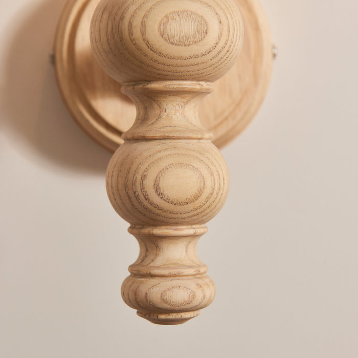 Endon 111526 Bibury Wall Fitting Natural ash & brushed aged brass plate 7W LED B22 (Required) - westbasedirect.com
