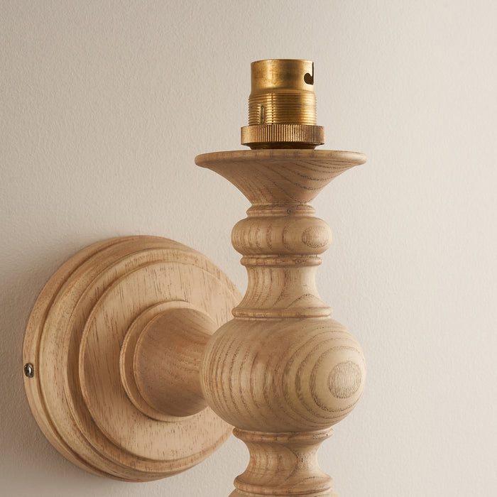 Endon 111526 Bibury Wall Fitting Natural ash & brushed aged brass plate 7W LED B22 (Required) - westbasedirect.com