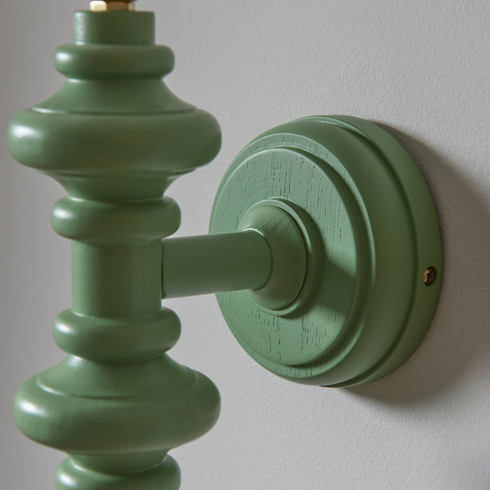 Endon 111631 Carnaby Wall Fitting Satin Cotswold green paint 7W LED B22 (Required) - westbasedirect.com