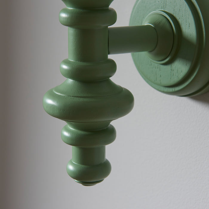 Endon 111631 Carnaby Wall Fitting Satin Cotswold green paint 7W LED B22 (Required) - westbasedirect.com