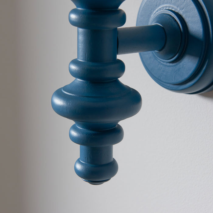 Endon 111632 Carnaby Wall Fitting Satin marlin blue paint 7W LED B22 (Required) - westbasedirect.com