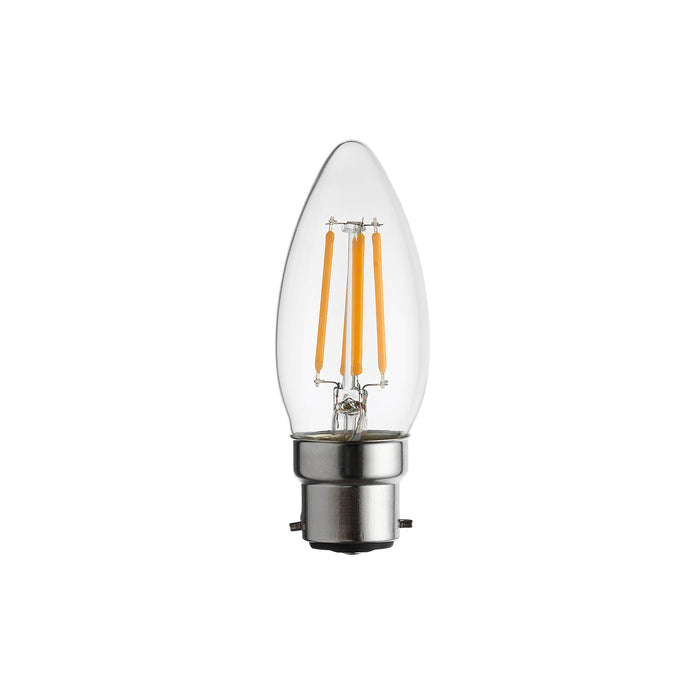 Endon 112118 B22 LED filament candle Dimmable Clear glass 4W LED B22 Warm White - westbasedirect.com