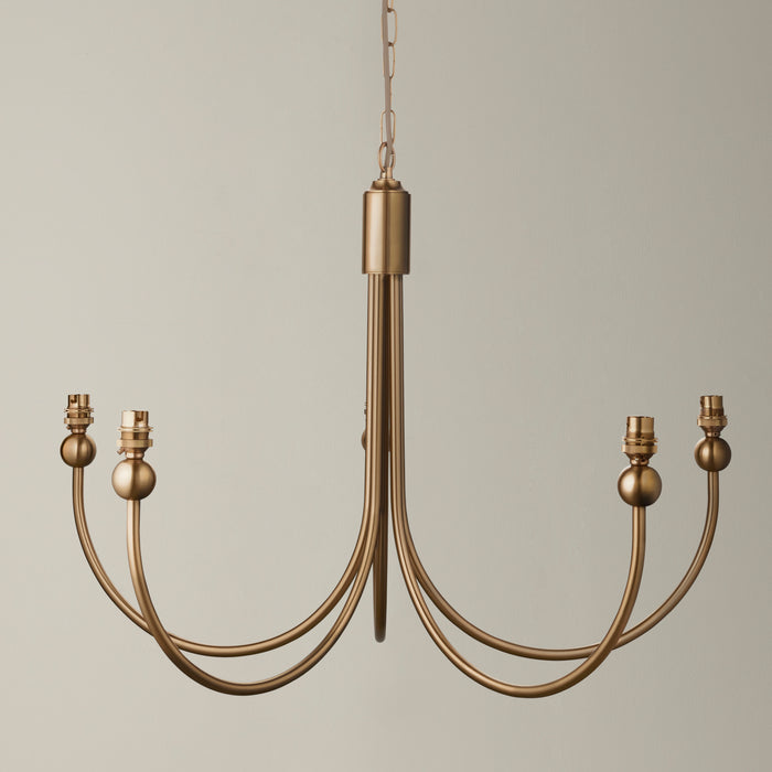 Endon 112152 Santiago 5lt Pendant Fitting Brushed aged brass plate 5 x 7W LED B22 (Required) - westbasedirect.com