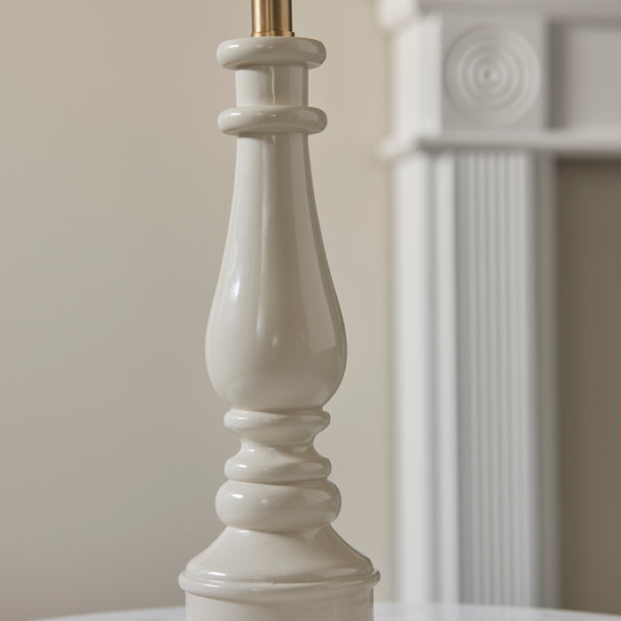 Endon 112166 Myrtle Table Base Almond white & warm brass plate 10W LED B22 (Required) - westbasedirect.com