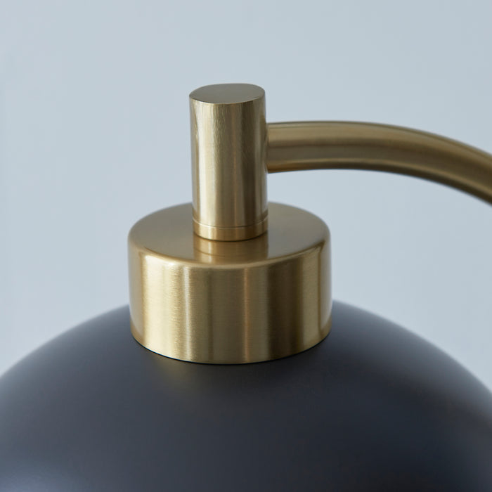 Endon 112210 Buchanan Task Table Matt black, antique brass plate & grey marble 10W LED E27 (Required) - westbasedirect.com