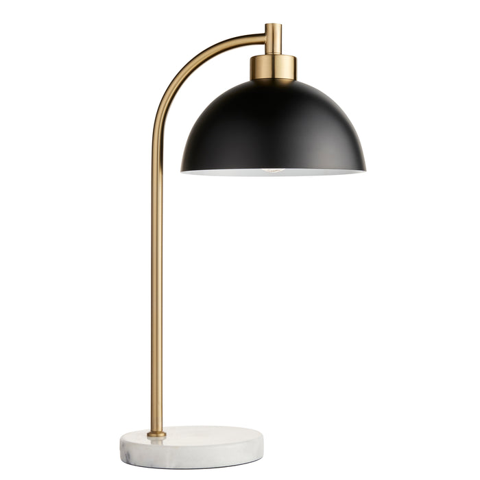 Endon 112210 Buchanan Task Table Matt black, antique brass plate & grey marble 10W LED E27 (Required) - westbasedirect.com