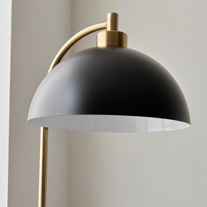 Endon 112211 Buchanan Task Floor Matt black, antique brass plate & grey marble 10W LED E27 (Required) - westbasedirect.com