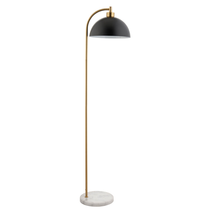 Endon 112211 Buchanan Task Floor Matt black, antique brass plate & grey marble 10W LED E27 (Required) - westbasedirect.com