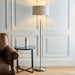 Endon 112232 Highclere Single Floor Brushed chrome plate & natural linen 10W LED E27 (Required) - westbasedirect.com