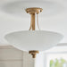 Endon 112438 Welles 3lt Semi Flush Brushed aged brass plate & white glass 3 x 10W LED E27 (Required) - westbasedirect.com