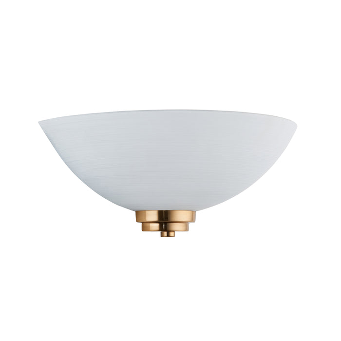 Endon 112439 Welles Wall Brushed aged brass plate & white glass 10W LED E27 (Required) - westbasedirect.com