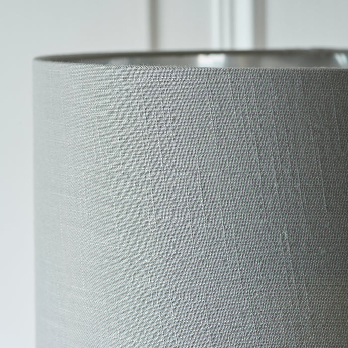 Endon 112570 Highclere Single Floor Bright nickel plate & charcoal fabric 10W LED E27 (Required) - westbasedirect.com