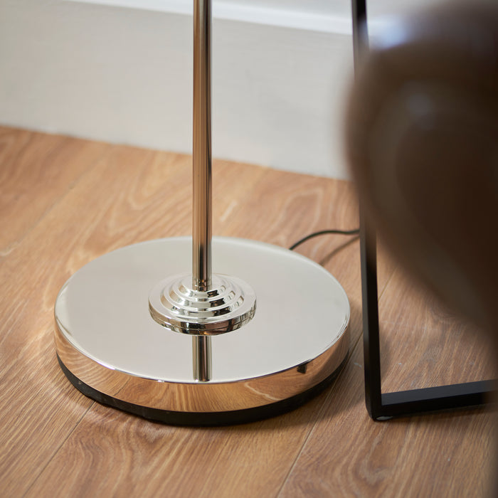 Endon 112570 Highclere Single Floor Bright nickel plate & charcoal fabric 10W LED E27 (Required) - westbasedirect.com
