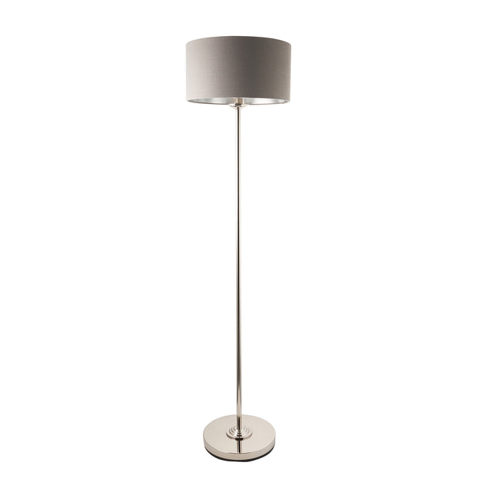 Endon 112570 Highclere Single Floor Bright nickel plate & charcoal fabric 10W LED E27 (Required) - westbasedirect.com