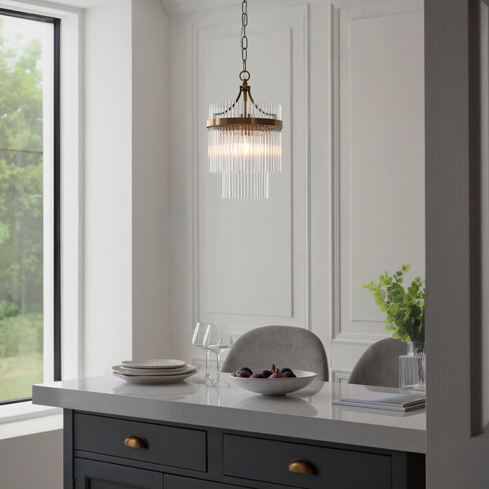 Endon 112572 Marietta Pendant Antique brass plate & clear glass 10W LED E27 (Required) - westbasedirect.com