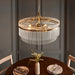 Endon 112574 Marietta Grand 7lt Pendant Antique brass plate & clear glass 7 x 7W LED E14 (Required) - westbasedirect.com
