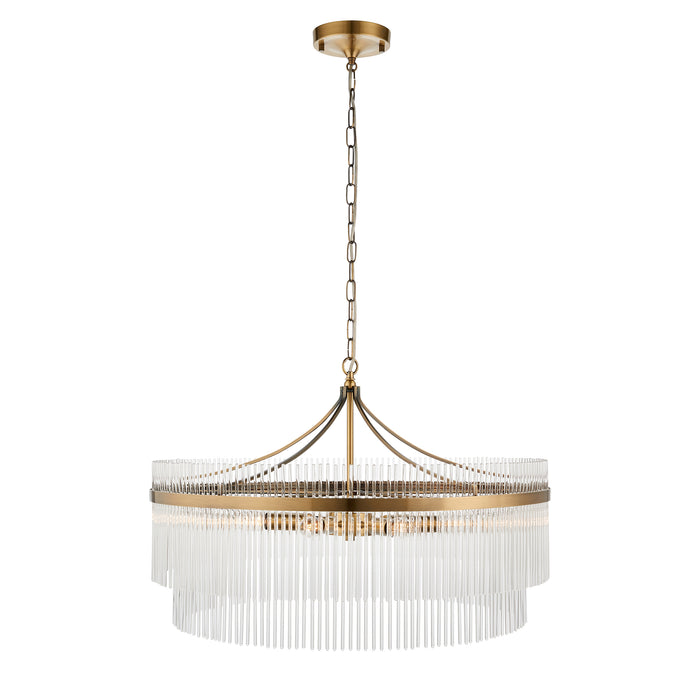 Endon 112574 Marietta Grand 7lt Pendant Antique brass plate & clear glass 7 x 7W LED E14 (Required) - westbasedirect.com