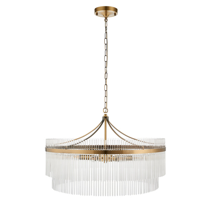 Endon 112574 Marietta Grand 7lt Pendant Antique brass plate & clear glass 7 x 7W LED E14 (Required) - westbasedirect.com