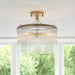Endon 112575 Marietta 3lt Semi Flush Antique brass plate & clear glass 3 x 7W LED E14 (Required) - westbasedirect.com