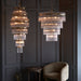 Endon 112576 Marietta 16lt Tiered Pendant Antique brass plate & clear glass 16 x 6W LED E14 (Required) - westbasedirect.com