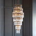 Endon 112793 Marietta Grand 21lt Tiered Pendant Antique brass plate & clear glass 21 x 6W LED E14 (Required) - westbasedirect.com